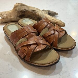 Dr. Scholl's Leather Comfort Brown Slip On Sandal Size 9